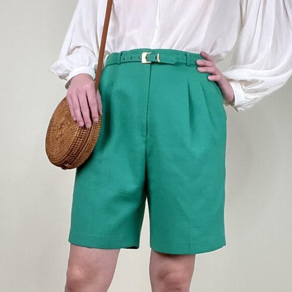 Vintage High Rise Waist Wide Leg Shorts Old Money Quiet Luxury Old Money Coastal - Picture 5 of 9